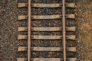 Rails and sleepers close up