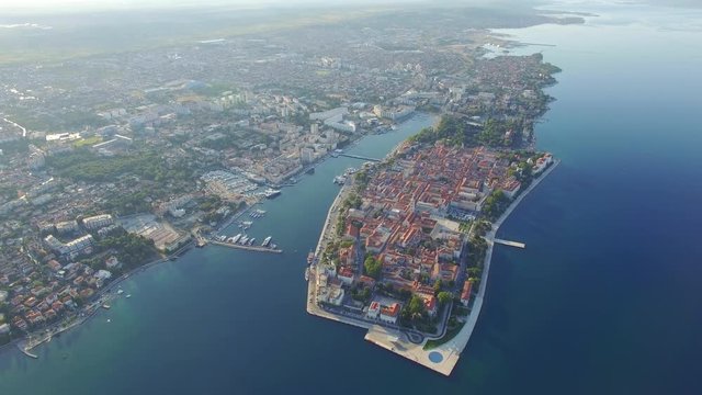 Aerial view of the old city of Zadar.