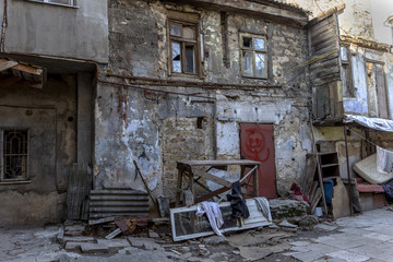 Obraz na płótnie Canvas Odessa, Ukraine - December 20, 2014: the ruins of the old histor