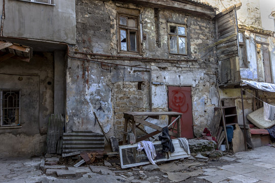 Odessa, Ukraine - December 20, 2014: the ruins of the old histor