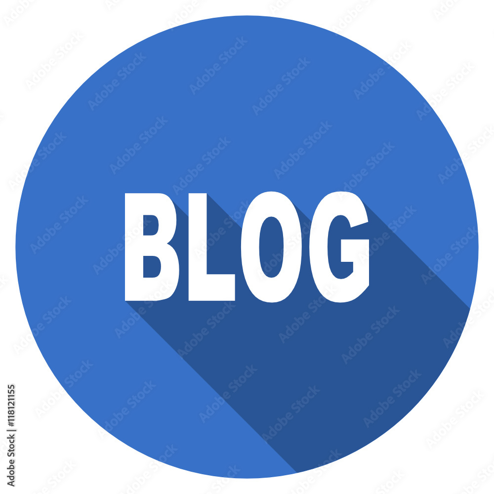 Poster blue flat design round web blog vector icon