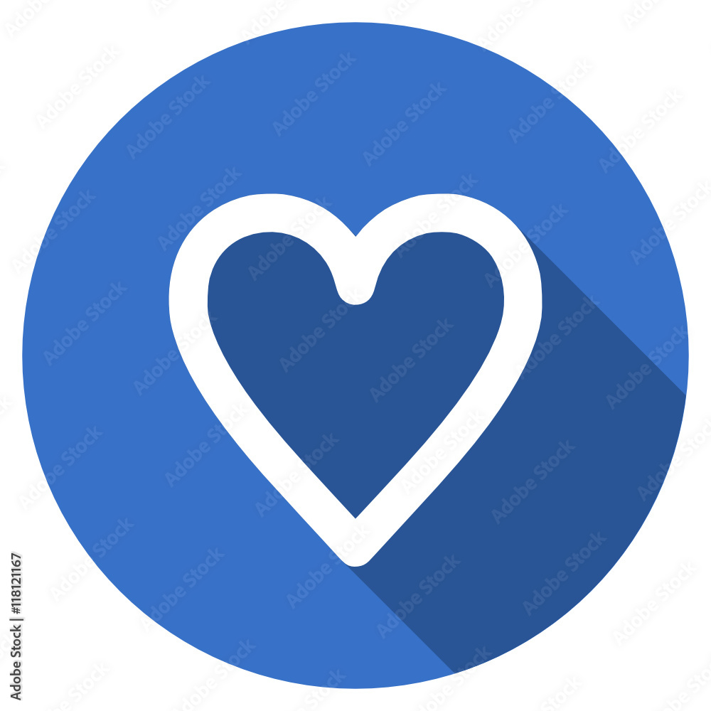 Poster blue flat design round web heart vector icon