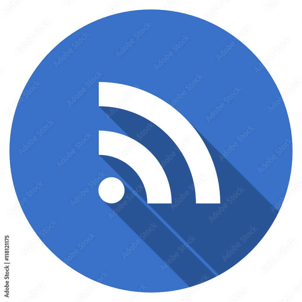 Aufkleber Blue flat design round web rss vector icon