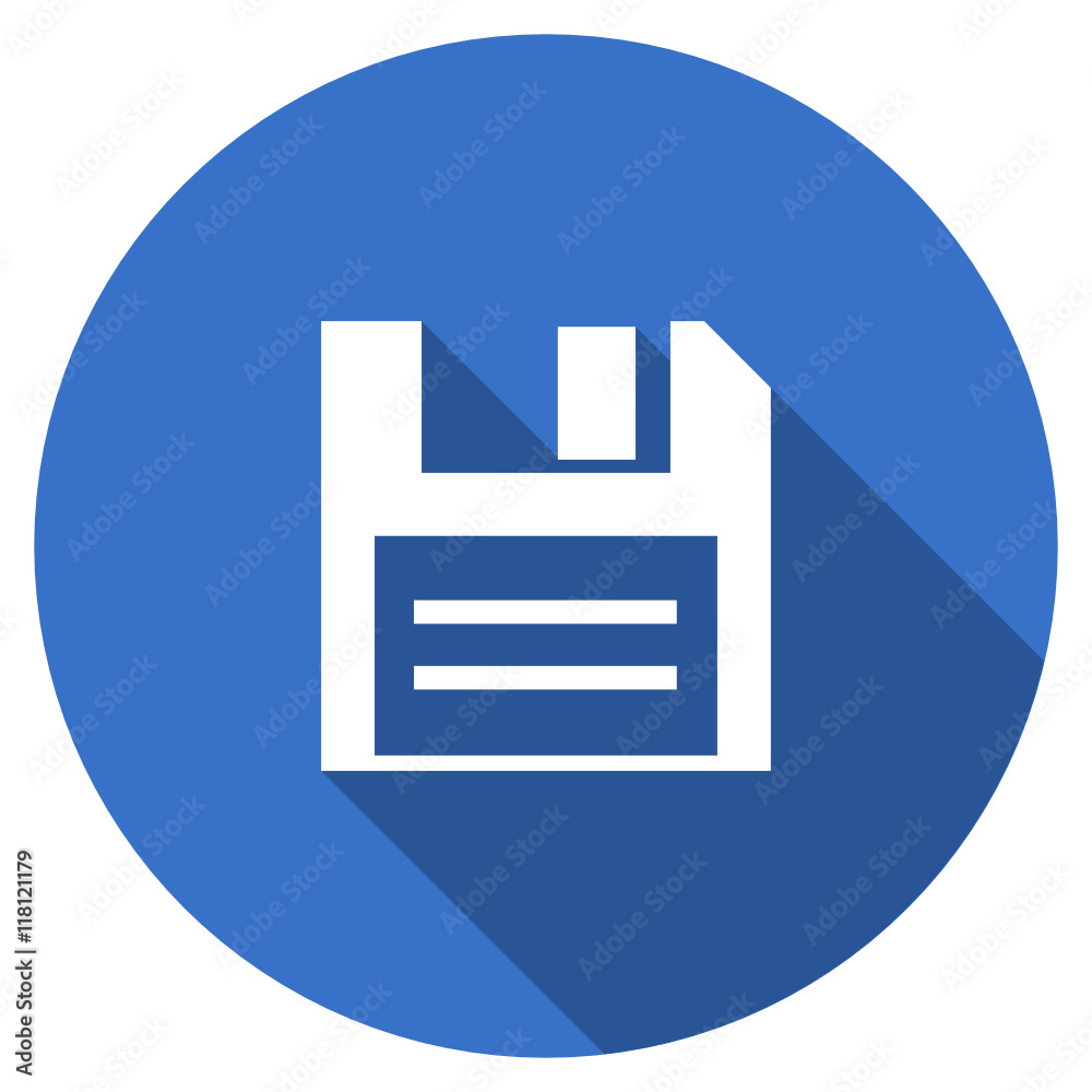 Poster blue flat design round web floppy vector icon