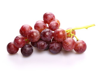 bunch of red grapes isolated on white