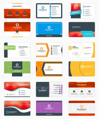 Set of modern business card print templates. Personal visiting card with company logo. Vector illustration. Stationery design