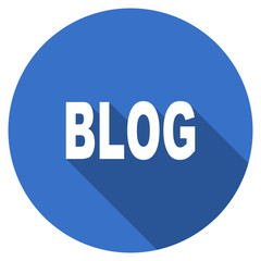 Blue flat design round web blog vector icon