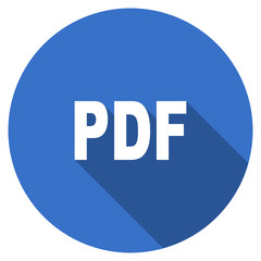 Blue flat design round web pdf vector icon