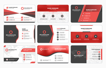 Set of modern business card print templates. Personal visiting card with company logo. Vector illustration. Stationery design