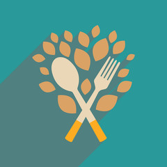Fototapeta premium Flat web icon with long shadow eco cutlery