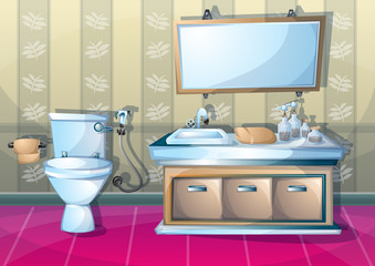 cartoon vector illustration interior bathroom with separated layers