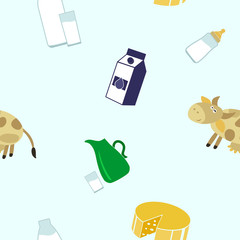 Seamless pattern with milk icons for your design