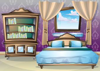 cartoon vector illustration interior bedroom with separated layers