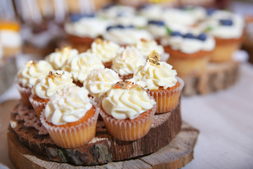 Cupcakes baked dessert with berries
