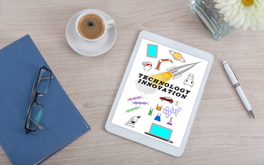 Technology innovation concept on a digital tablet
