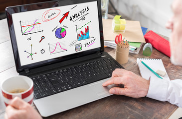 Analysis concept on a laptop screen