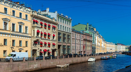 Typical vintage building along channels, Saint Petersburg