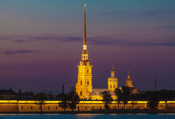Fototapeta na wymiar Paul and Peter Cathedral at White Night, Saint Petersburgh