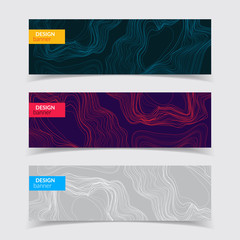 Futuristic banners set. Fluid shapes composition, smoke effect. Eps10 vector illustration.