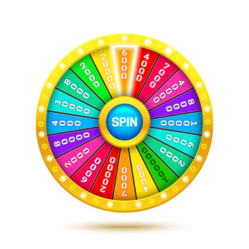 Colorful fortune wheel. 3d Realistic wheel of fortune illustration. Eps10 vector.