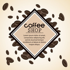 Coffee bean frame shop beverage icon. drink and break time design, vector illustration
