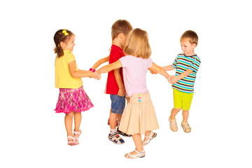 Group of little children dancing, having fun