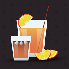 cocktail orange glass summer alcohol icon. drinks and menu design. Colorfull and flat illustration