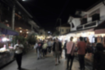 Abstract blur of market walking street at night.