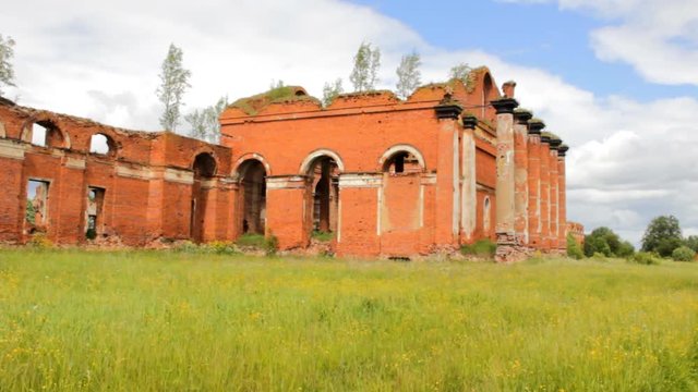Majestic Ruins of stables and headquarters of hussars of 19th century, in Russia
