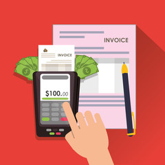 dataphone bills document payment financial item icon. Invoice design, vector illustration