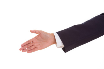 Obraz premium Businessman offering handshake to you on white background 