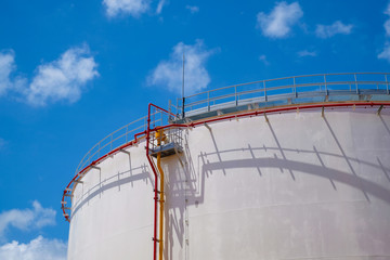 Old fuel oil storage tank in power plant or refinery with fire p