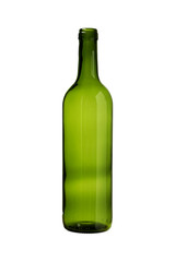 Green Wine Bottle isolated white background clipping paths