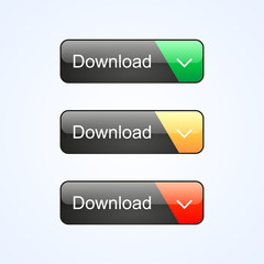 Set of download web buttons with arrow, vector illustration