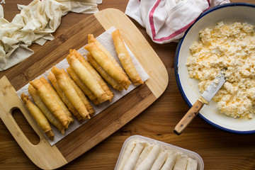 Sigara Boregi / Turkish Cigar Shaped Rolls .
