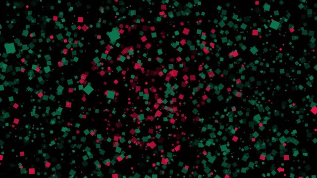 spirited celebratory fireworks from flat confetti particles with main national colors revealing the flag of Bangladesh