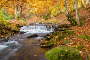 Beautiful autumn waterfall