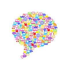 Flat social media icons in speech bubble form vector