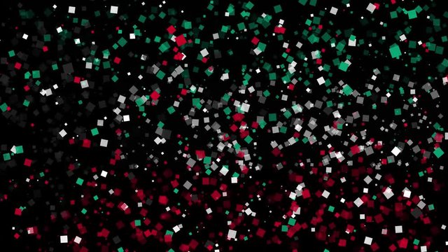 spirited celebratory fireworks from flat confetti particles with main national colors revealing the flag of Kuwait