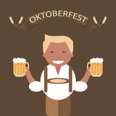 Oktoberfest Poster with Man and a Mug of Beer