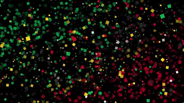 spirited celebratory fireworks from flat confetti particles with main national colors revealing the flag of Saint Kitts and Nevis