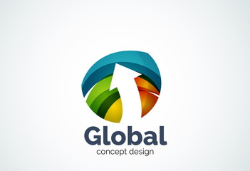 Globe with arrow logo template