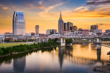 Skyline of downtown Nashville, Tennessee, USA. - obrazy, fototapety, plakaty