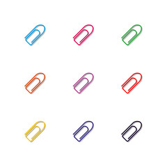 Set of multicolored paper clips, vector illustration.