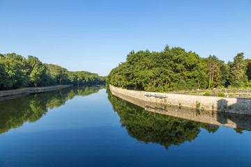 Fototapeta premium Chenonceau, France. Scenic view from the castle on the Cher river