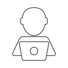flat design person using laptop icon vector illustration