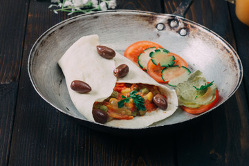 Homemade vegan mexican tortilla.