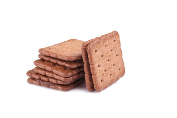 Chocolate cookies with creamy layer isolated on white