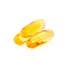 Omega 3 capsules from Fish Oil on white background
