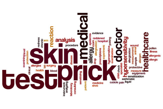 Skin prick test word cloud